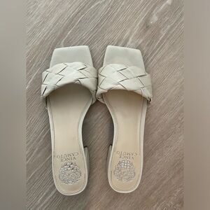 Vince Camuto - Semtera Cream Leather Braided Slip-on Sandal